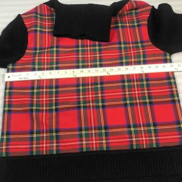 Burberry Sweater Womens Medium Red Black Tartan Plaid Wool Cashmere Pullover - Picture 7 of 10
